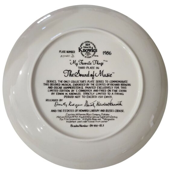 Vintage The Sound of Music My Favorite Things Plate 1986 Edwin M Knowles Box/COA - Picture 2 of 7